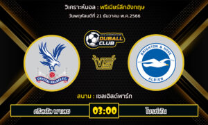 วิเคราะห์บอล พรีเมียร์ลีกอังกฤษ : คริสตัล พาเลซ  VS ไบรท์ตัน (21/12/66)