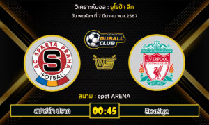 วิเคราะห์บอล ยูโรป้า ลีก : สปาร์ต้า ปราก vs ลิเวอร์พูล (7/3/67)